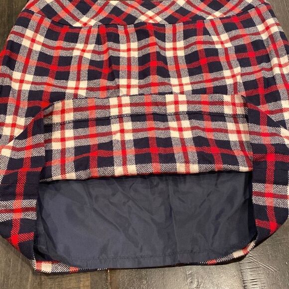 Talbots Red White Navy Blue Plaid Skirt Womens Size 12 Side Zip Front Pockets - Picture 6 of 7